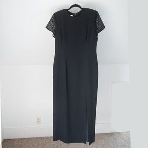 NWOT David Warren New York Formal Black Dress Size 14 Side Slit